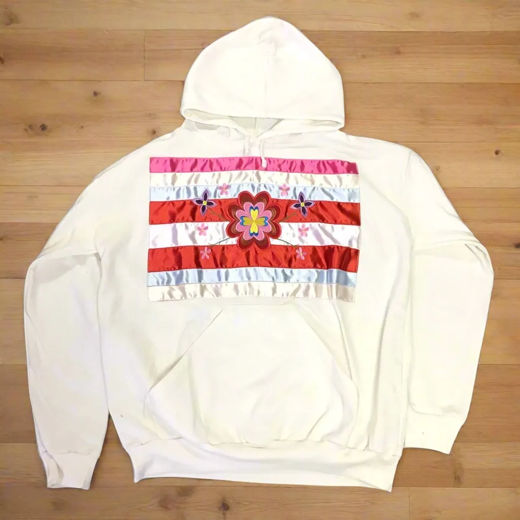 White Native Style Embroidered Hoodies